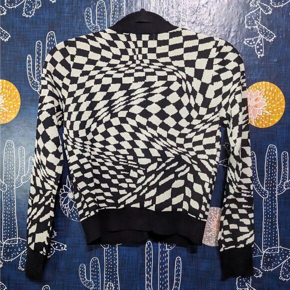 Daydreamer Eclipse Wave Fitted Button Down Knit Cardigan Black Women's Small - Picture 5 of 7